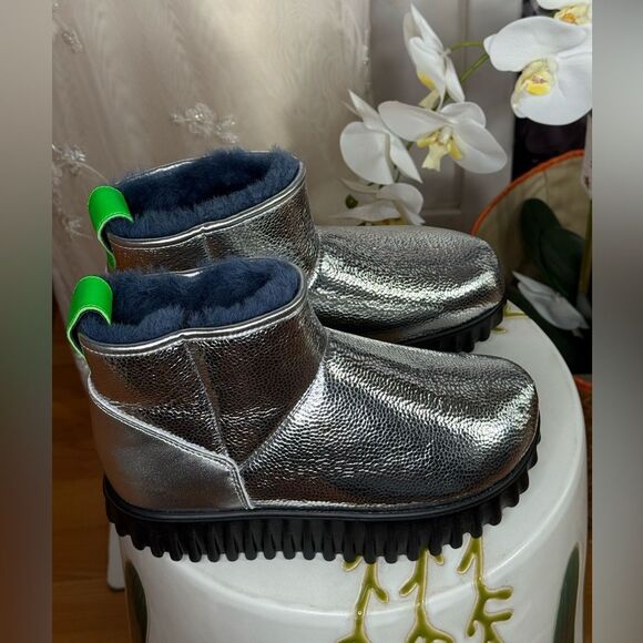 Free People 4CCCCEES Silver Ankle Boots - Picture 3 of 6